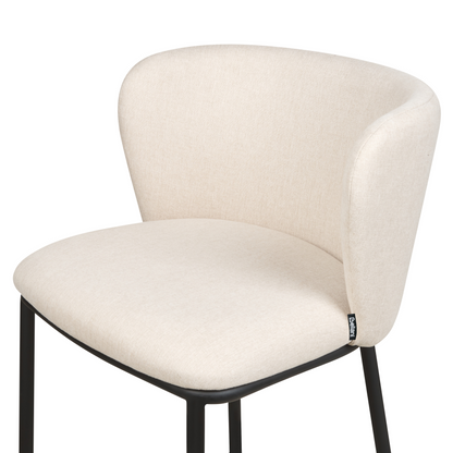 Set Of 2 Bar Chairs Off White Polyester Curved Backrest