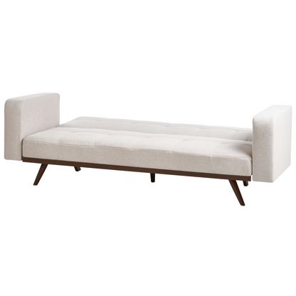 Sofa Bed Light Beige Tufted 3 Seater With Iron Legs