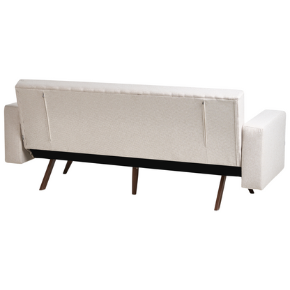 Sofa Bed Light Beige Tufted 3 Seater With Iron Legs