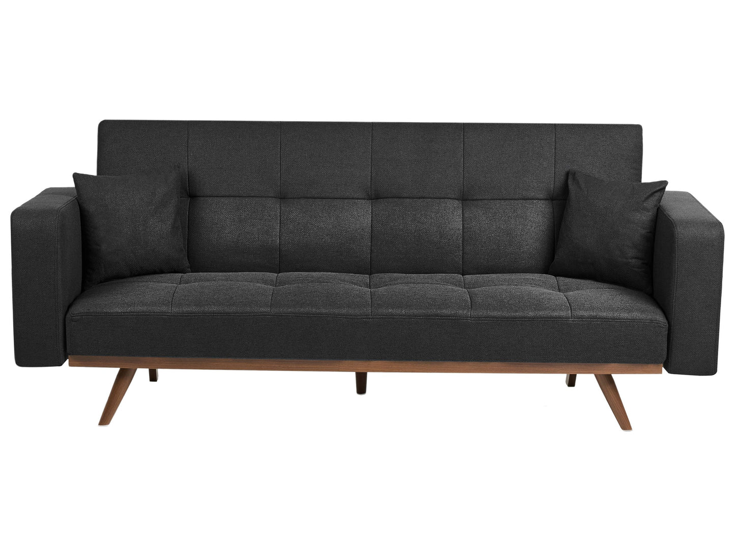 Elegance Home Sofa Bed Black Polyester Tufted 3 Seater Iron Legs