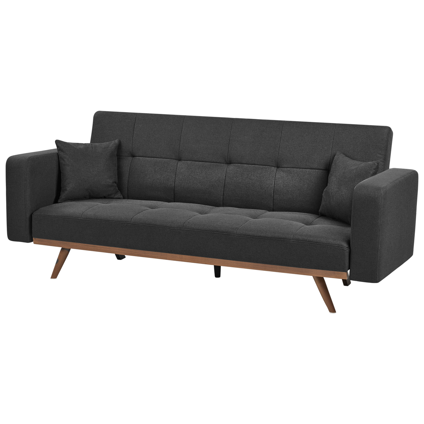 Elegance Home Sofa Bed Black Polyester Tufted 3 Seater Iron Legs