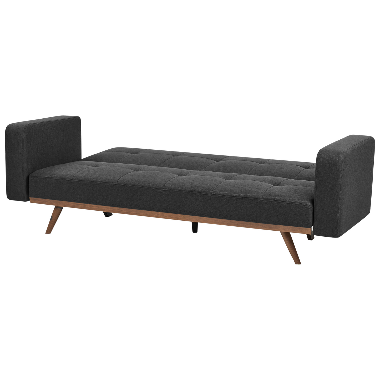Elegance Home Sofa Bed Black Polyester Tufted 3 Seater Iron Legs