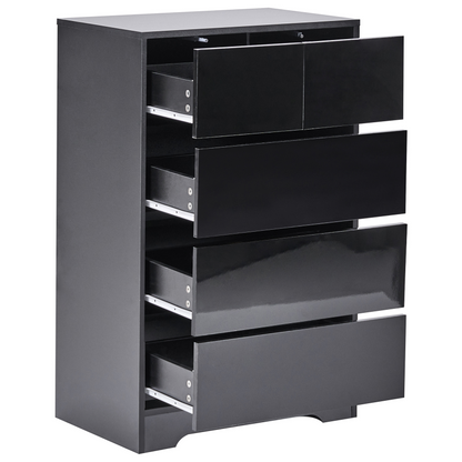 ScandiNest Black Five Drawer Sideboard MDF Storage Unit in Scandinavian Style for Modern Living