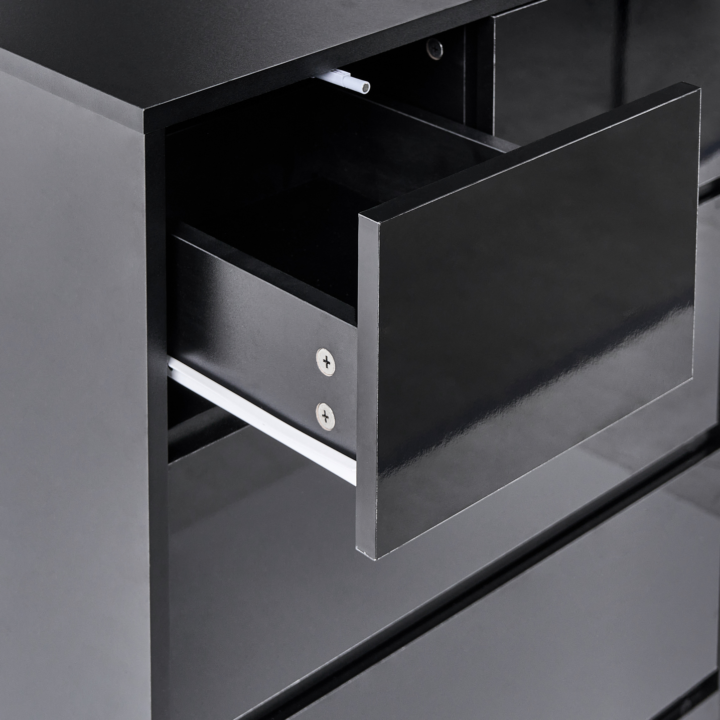 ScandiNest Black Five Drawer Sideboard MDF Storage Unit in Scandinavian Style for Modern Living