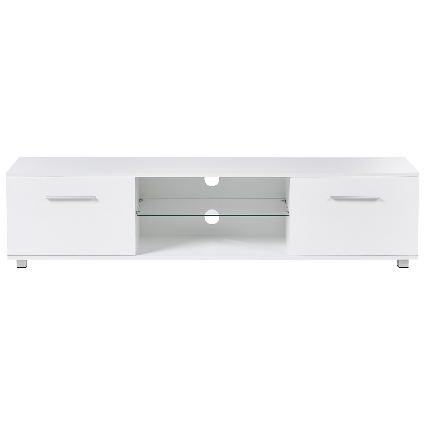 Aurora TV Stand White MDF Metal Legs With LED Cable Management