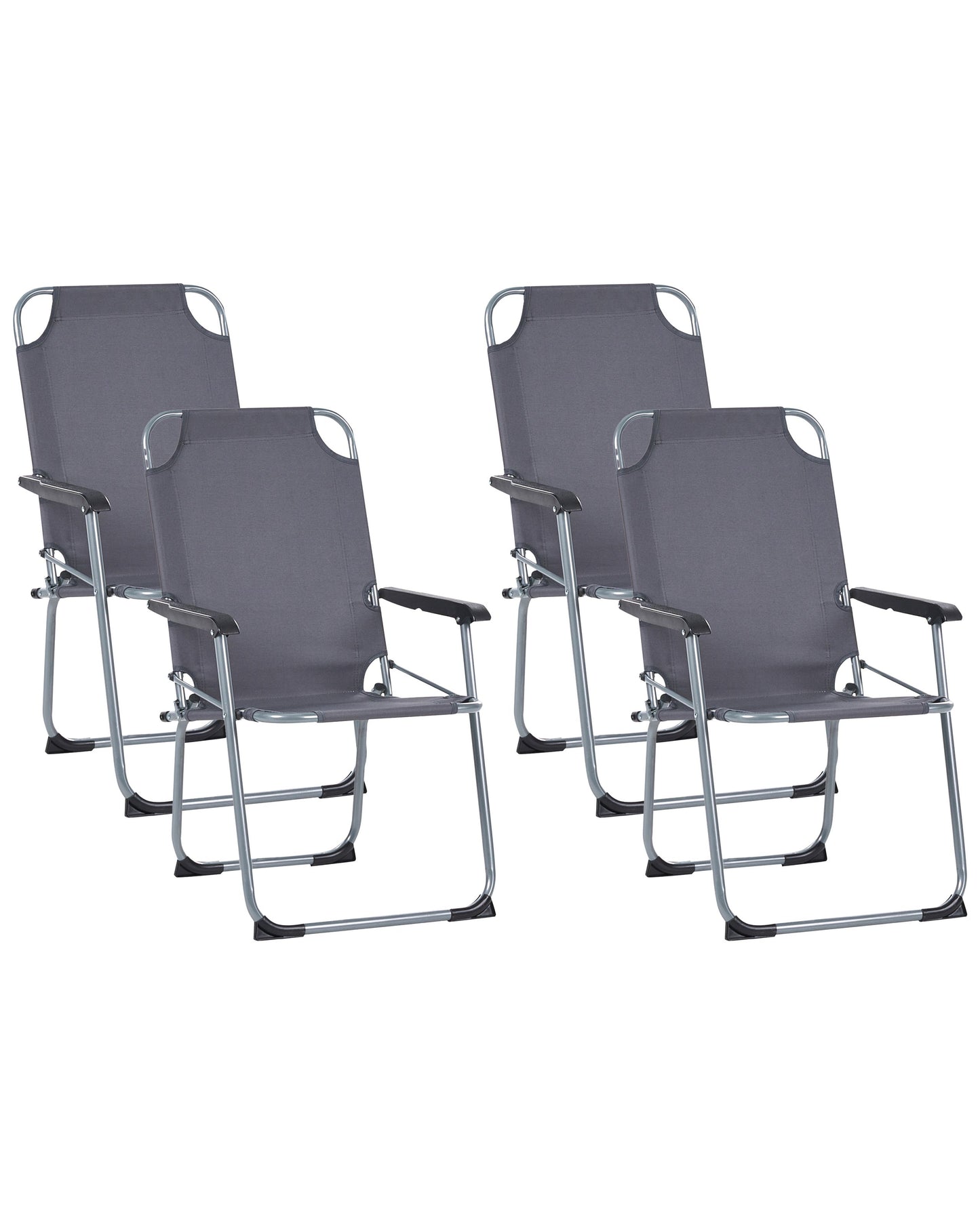 Garden Chairs Set Of Four Grey Powder Coated Steel Frame Folding Mesh