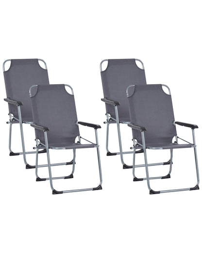 Garden Chairs Set Of Four Grey Powder Coated Steel Frame Folding Mesh