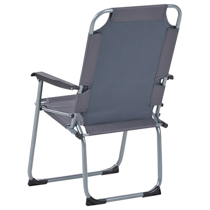 Garden Chairs Set Of Four Grey Powder Coated Steel Frame Folding Mesh