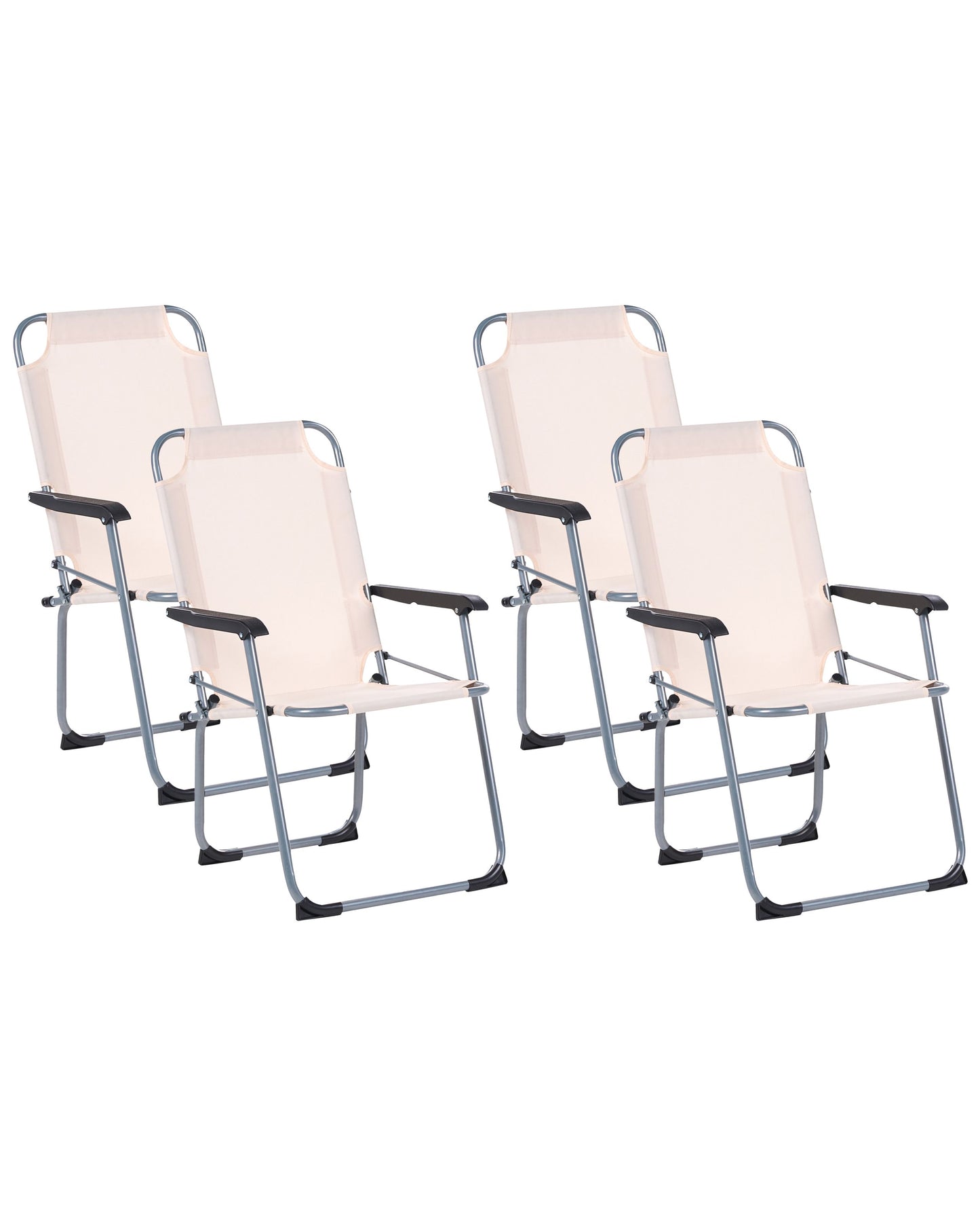 Home Beige Folding Garden Chairs Set Of 4 Powder Coated Steel Outdoor Patio Furniture