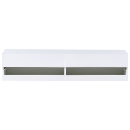 AuroraHome TV Stand White MDF LED Cabinet With Cable Management