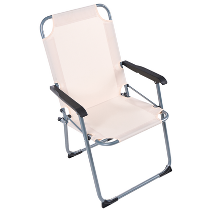 Home Beige Folding Garden Chairs Set Of 4 Powder Coated Steel Outdoor Patio Furniture