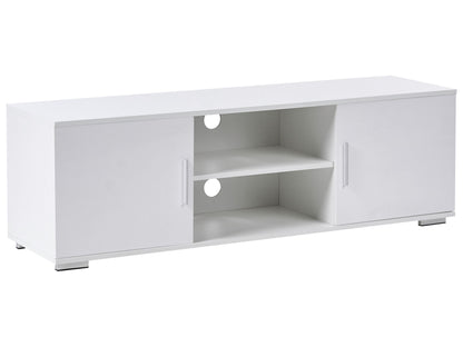 Lumina TV Stand White MDF Cabinet With Metal Legs Cable Management