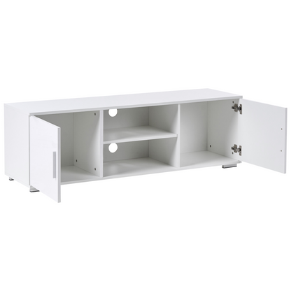 Lumina TV Stand White MDF Cabinet With Metal Legs Cable Management