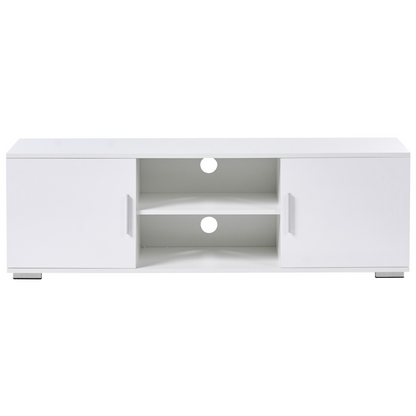 Lumina TV Stand White MDF Cabinet With Metal Legs Cable Management
