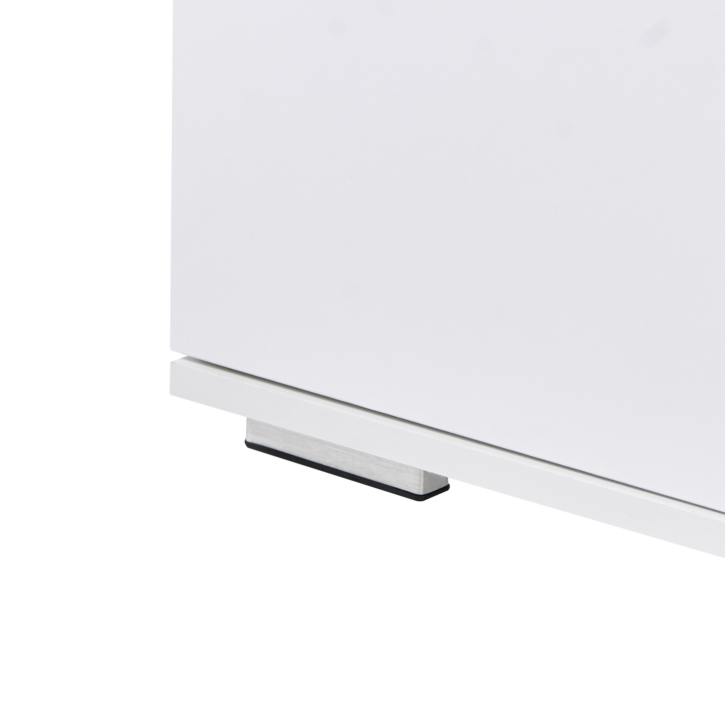 Lumina TV Stand White MDF Cabinet With Metal Legs Cable Management