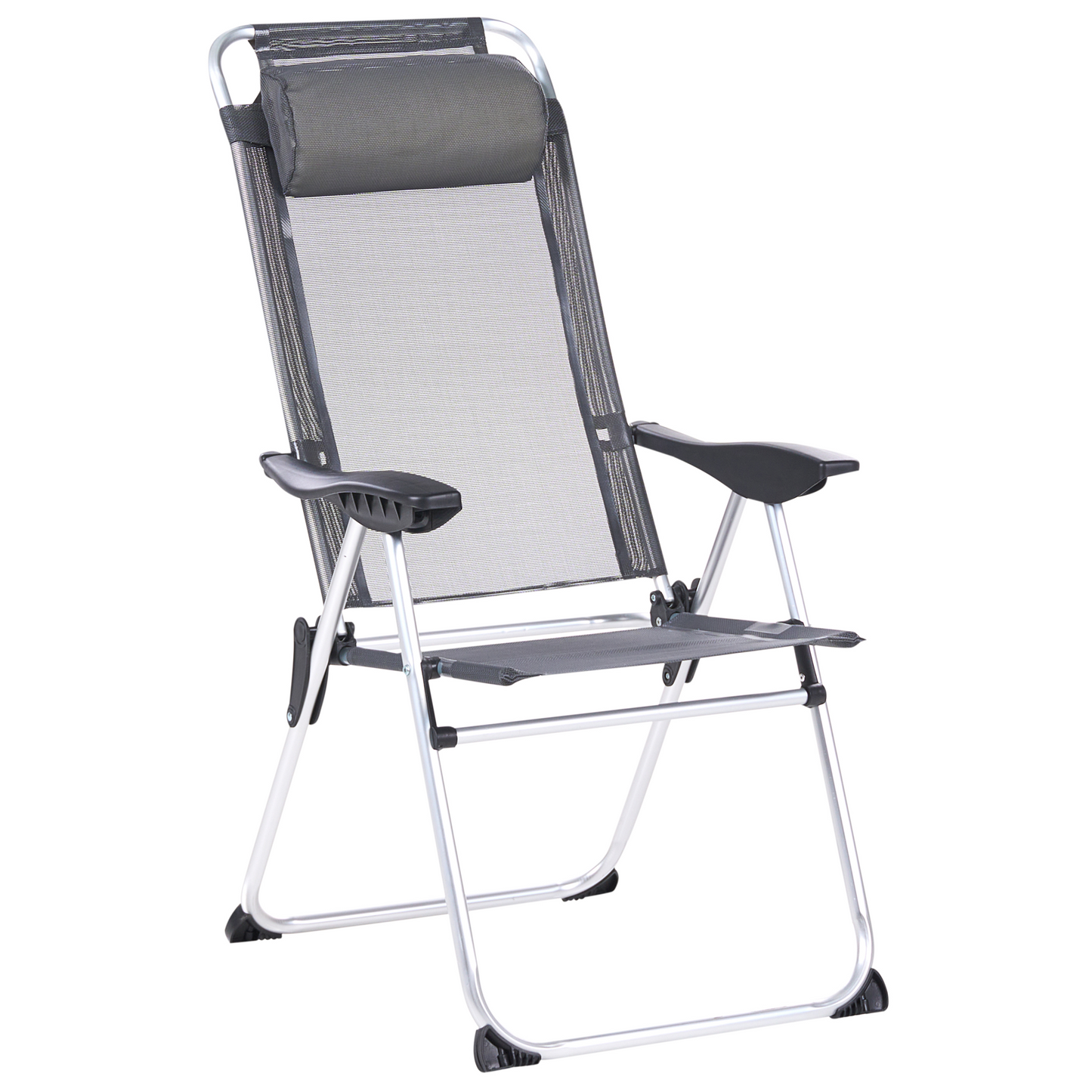 Folding Chairs Grey Aluminium Adjustable Backrest Set Of 2
