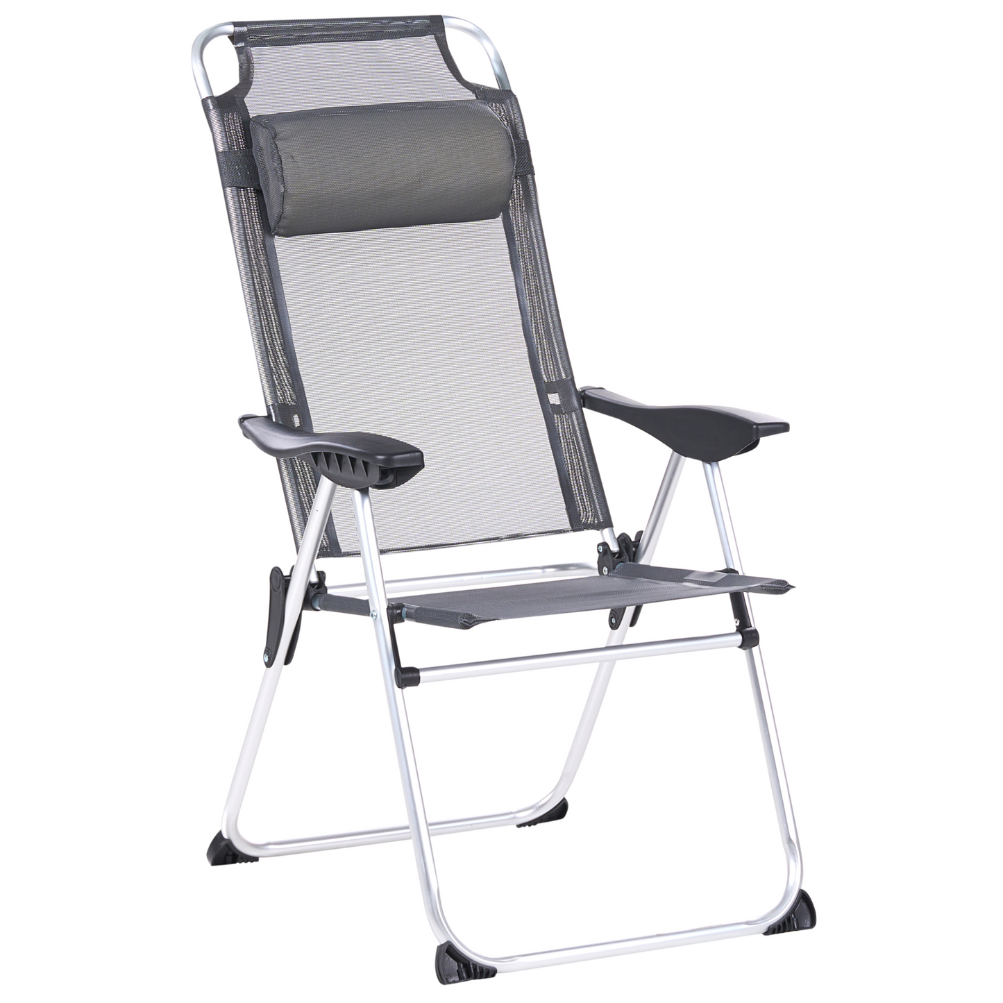 Folding Chairs Grey Aluminium Adjustable Backrest Set Of 2