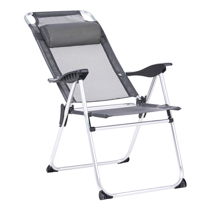 Folding Chairs Grey Aluminium Adjustable Backrest Set Of 2