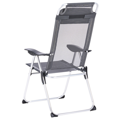Folding Chairs Grey Aluminium Adjustable Backrest Set Of 2