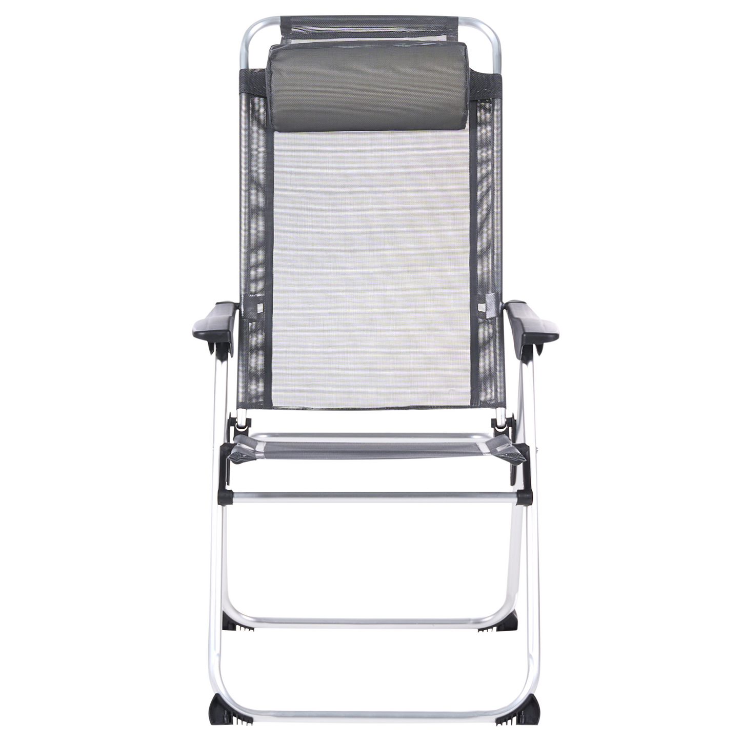 Folding Chairs Grey Aluminium Adjustable Backrest Set Of 2