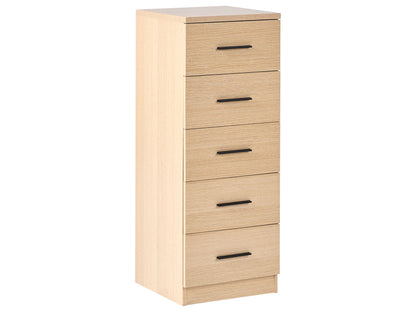 NordicNest Black 5 Drawer Chest MDF Sideboard