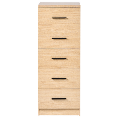 NordicNest Black 5 Drawer Chest MDF Sideboard