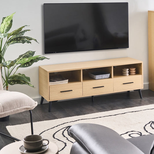 LumaHome TV Stand Light Brown MDF Modern Cable Management