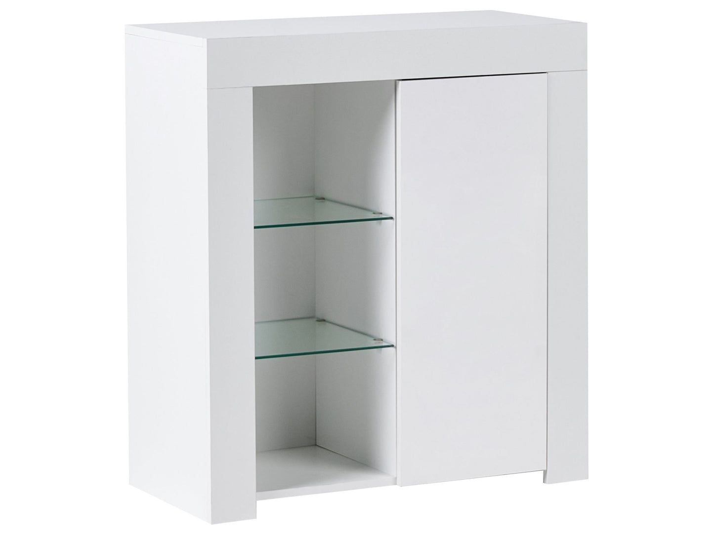 White MDF Sideboard One Door Cabinet With LED Lighting Minimalist