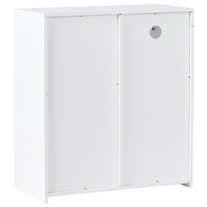 White MDF Sideboard One Door Cabinet With LED Lighting Minimalist