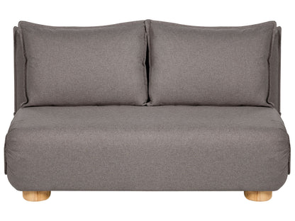 Sofa Bed Dark Grey Faux Linen 2 Seater Armless Wooden Legs