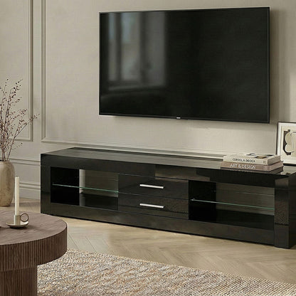 Zenith TV Stand Black MDF Modern Cabinet with Cable Management