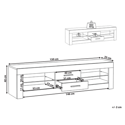 Zenith TV Stand Black MDF Modern Cabinet with Cable Management