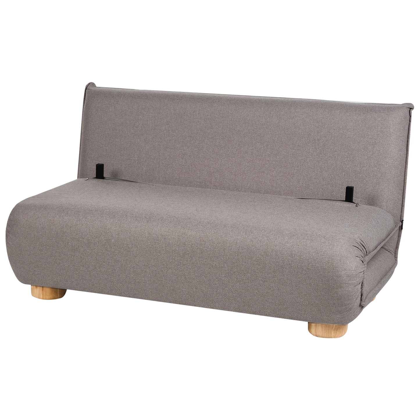 Sofa Bed Dark Grey Faux Linen 2 Seater Armless Wooden Legs