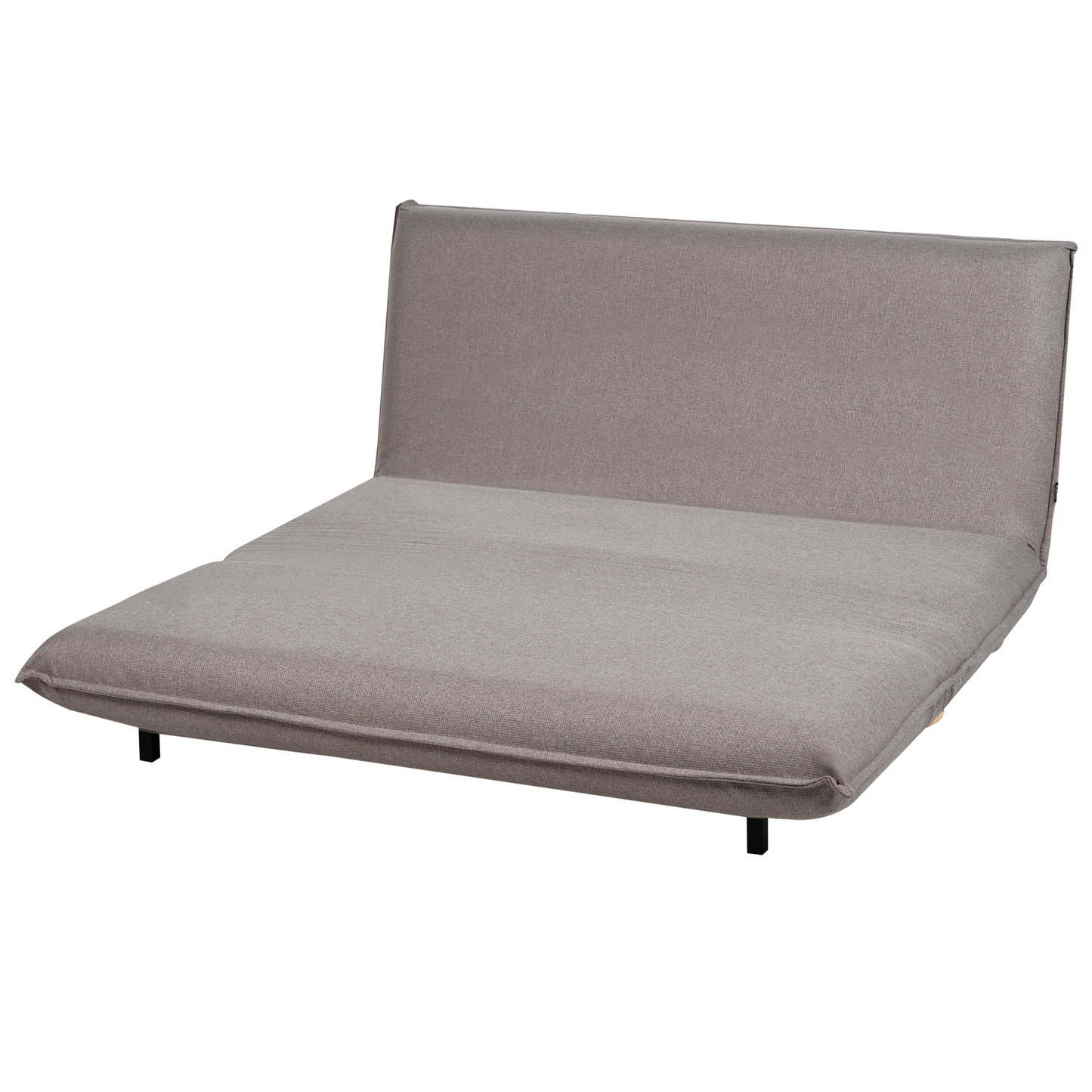Sofa Bed Dark Grey Faux Linen 2 Seater Armless Wooden Legs