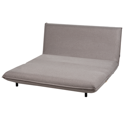 Sofa Bed Dark Grey Faux Linen 2 Seater Armless Wooden Legs