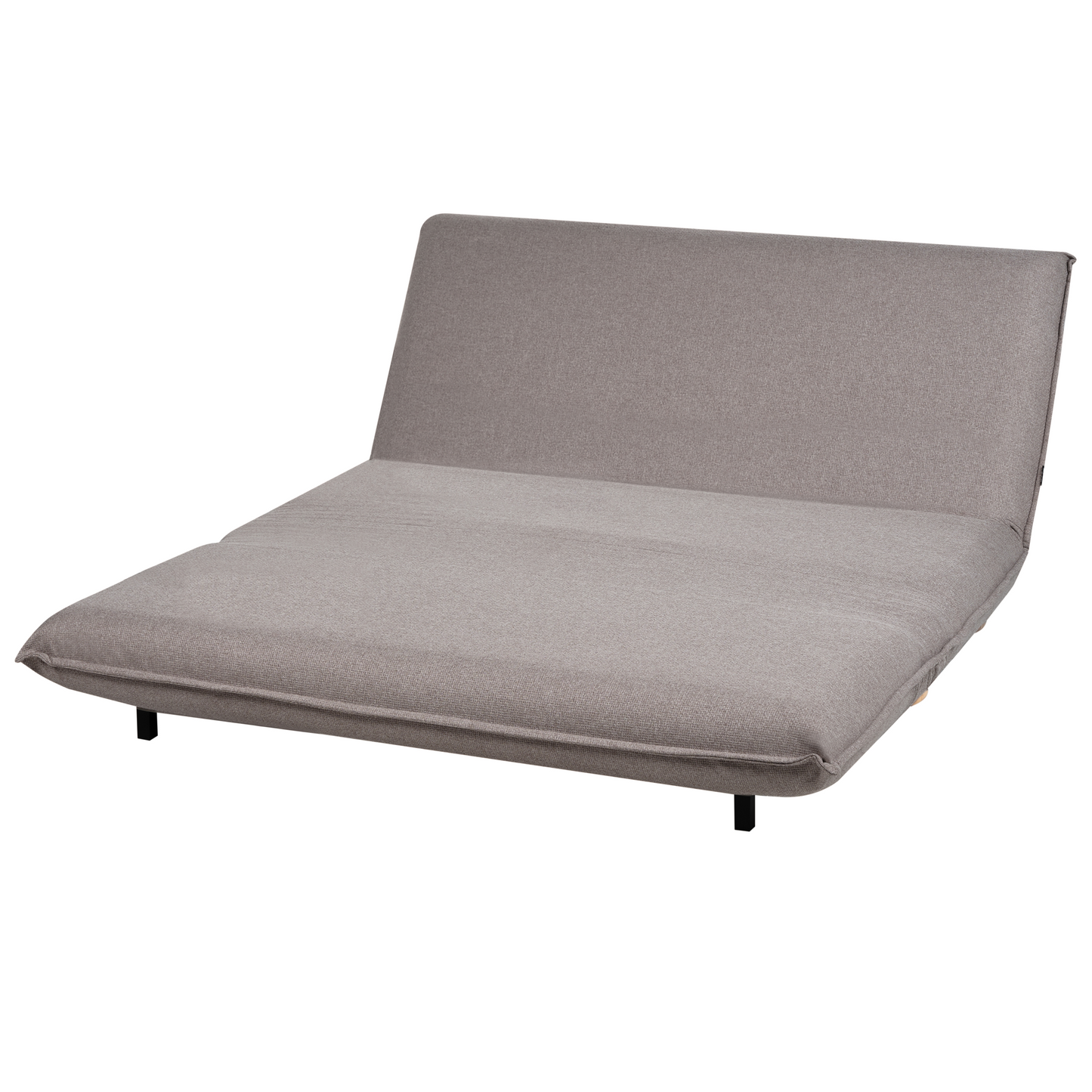 Sofa Bed Dark Grey Faux Linen 2 Seater Armless Wooden Legs