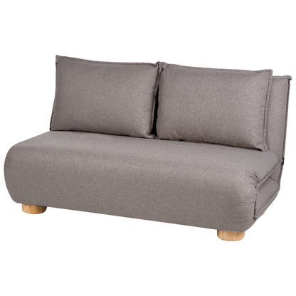 Sofa Bed Dark Grey Faux Linen 2 Seater Armless Wooden Legs