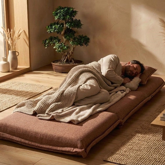 Brown Fabric Sofa Bed Floor Chair Single Sleeper Cushion