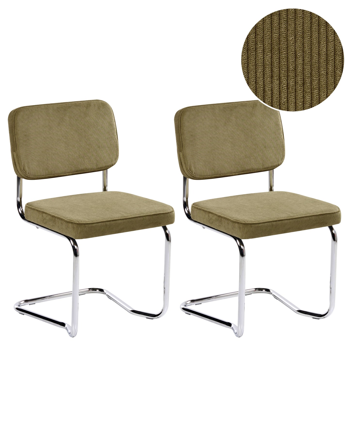 Olive Green Corduroy Dining Chairs Set Of 2 Iron Legs