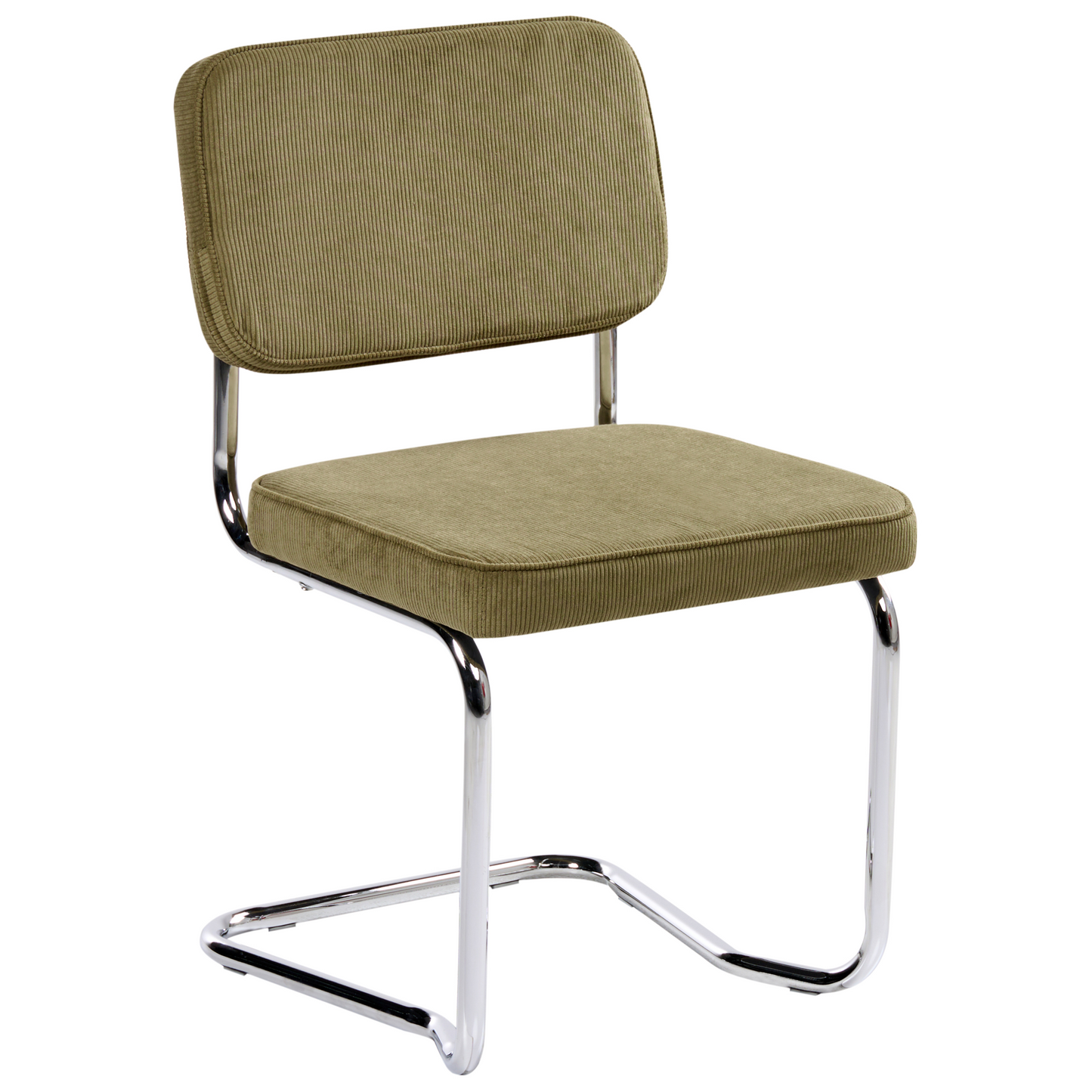 Olive Green Corduroy Dining Chairs Set Of 2 Iron Legs