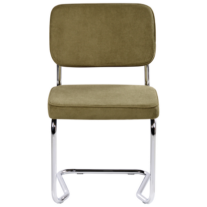 Olive Green Corduroy Dining Chairs Set Of 2 Iron Legs