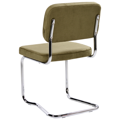 Olive Green Corduroy Dining Chairs Set Of 2 Iron Legs