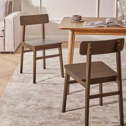 Heritage Set Of 2 Dark Brown Rubber Wood Dining Chairs Traditional