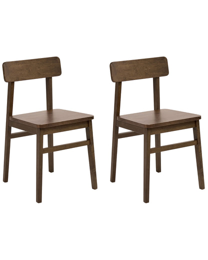 Heritage Set Of 2 Dark Brown Rubber Wood Dining Chairs Traditional