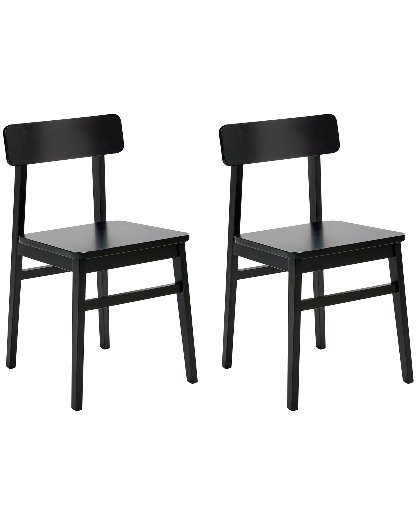 Set Of 2 Black Rubber Wood Frame Dining Chairs In Traditional Style Furniture