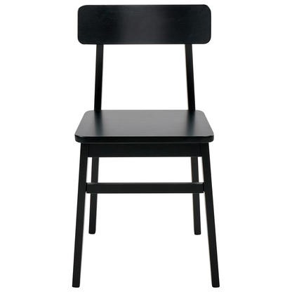 Set Of 2 Black Rubber Wood Frame Dining Chairs In Traditional Style Furniture