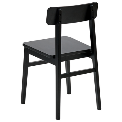 Set Of 2 Black Rubber Wood Frame Dining Chairs In Traditional Style Furniture