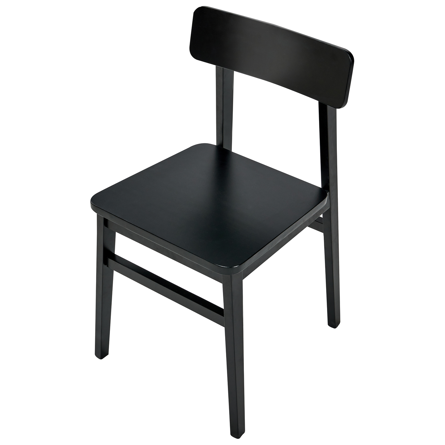 Set Of 2 Black Rubber Wood Frame Dining Chairs In Traditional Style Furniture