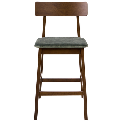 Home Two Bar Chairs Dark Brown And Green Rubberwood Seats