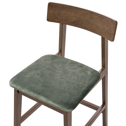 Home Two Bar Chairs Dark Brown And Green Rubberwood Seats